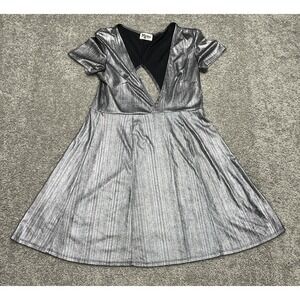 SHOW ME YOUR MUMU Womens‎ Dress SM Silver Shift Get Twisted Mini Disco Glitz